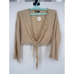 Angel Society NWT Womens Cropped Tie Front Blouse